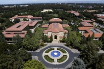 Stanford University's campus is seen from atop Hoover Tower in Stanford, California.