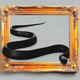 A black snake slithering through an ornate gold frame
