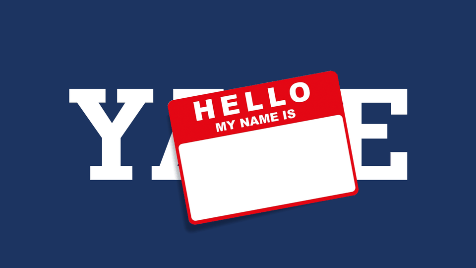 Nametag stuck over Yale