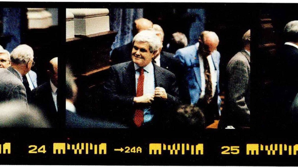 Newt Gingrich on a film strip