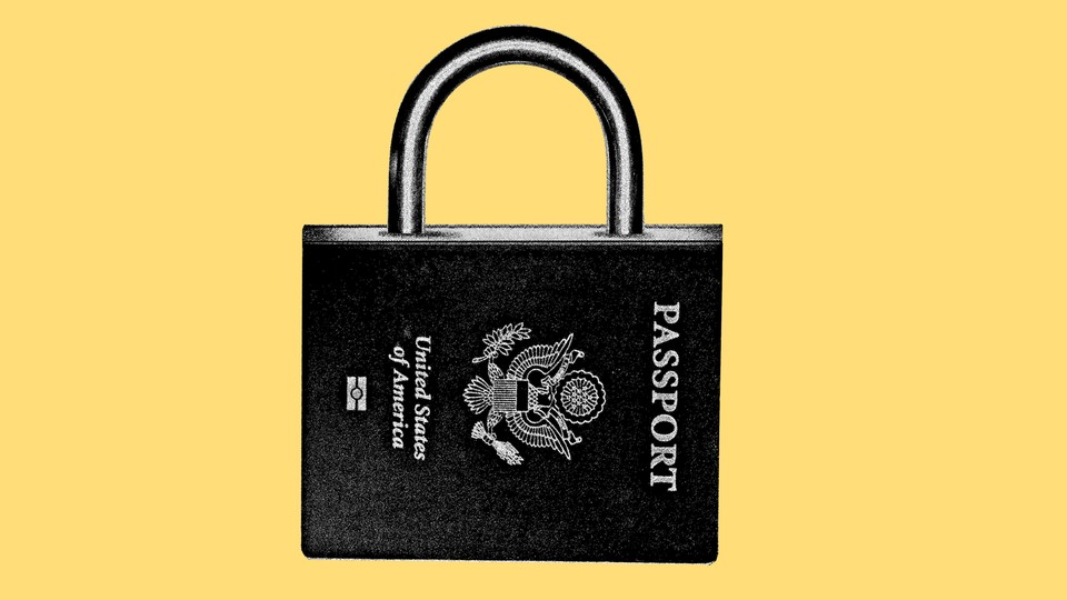 An American passport refashioned as a padlock