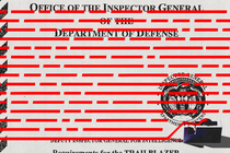 Illustration of a document by the Office of the Inspector General of the Department of Defense with red lines over it