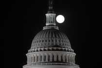 The moon over the Capitol. Totally not spooky. 