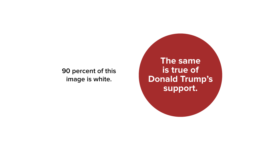 90 percent of this image is white. The same is true of Donald Trump's support.