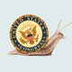 An illustration of a snail with the U.S. Congress seal as its shell.