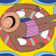 An illustration of a man lying on a smiling pool lounger