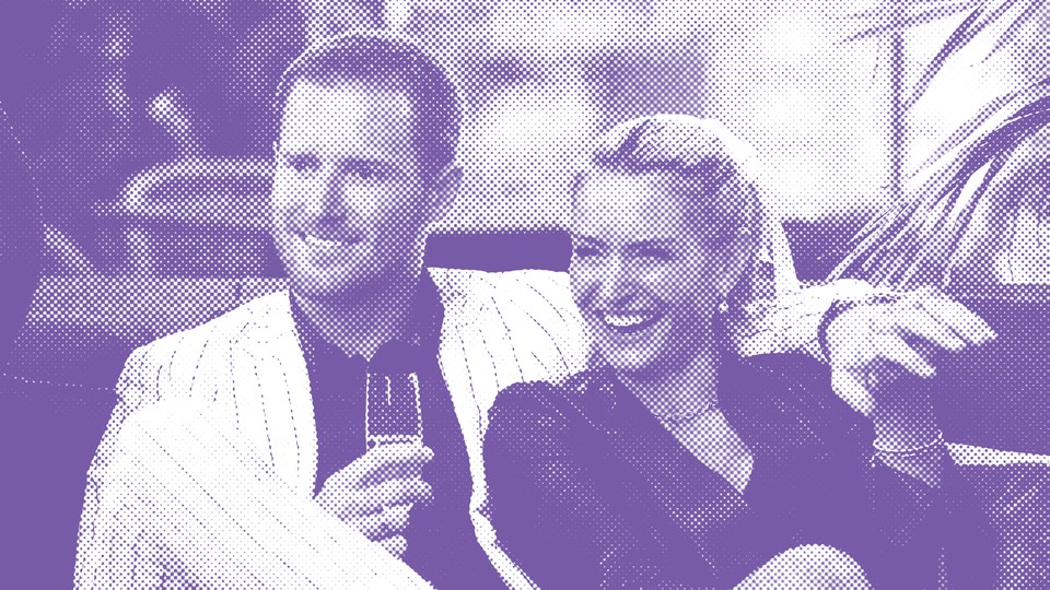 Photo illustration of Theresa DeMaria and John Merrill from "Age of Attraction"