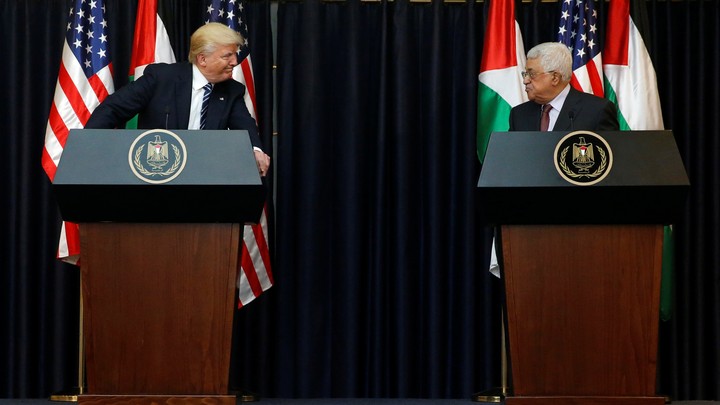 President Trump and Palestinian President Mahmoud Abbas deliver remarks after their meeting at the Presidential Palace in the West Bank city of Bethlehem on May 23, 2017.