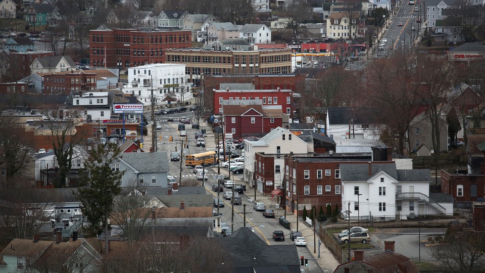 The downtown streets of New London, Connecticut