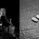 On the left, a black-and-white photo of a person with their face in their hands, and on the right, a pair of oval pills