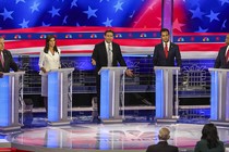 A photo of the Republican debate stage