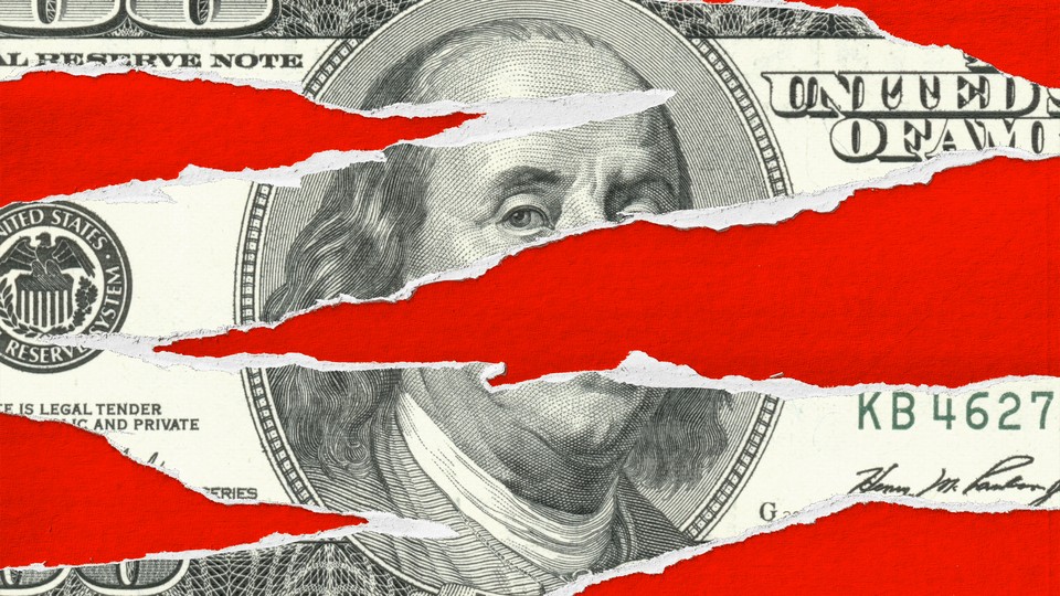Illustration of a ripped $100 bill