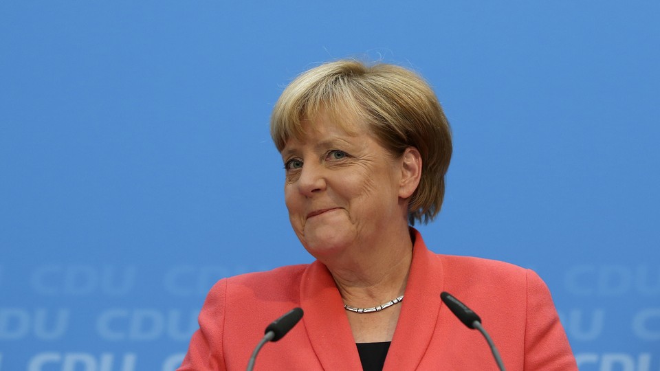 German Chancellor Angela Merkel addresses a news conference in Berlin, Germany.