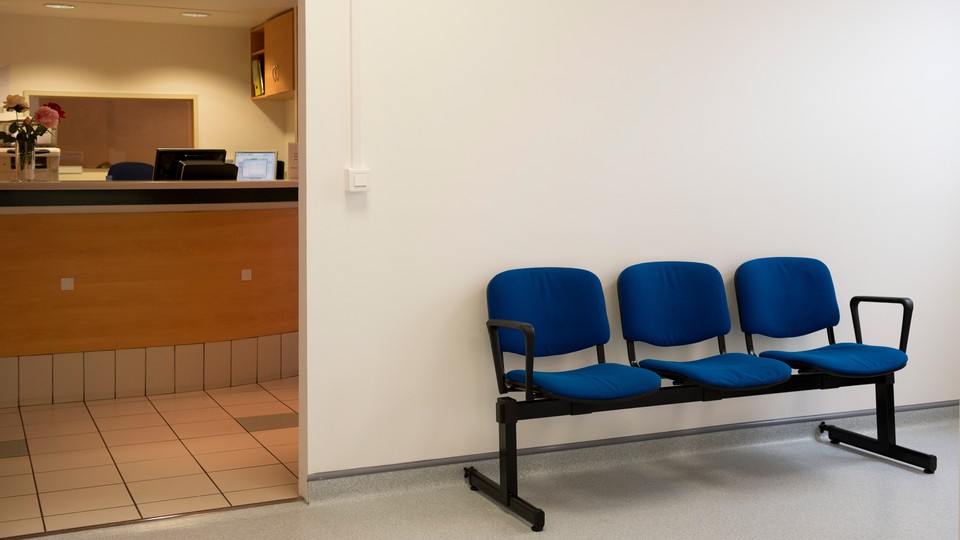 A waiting room in a doctor's office