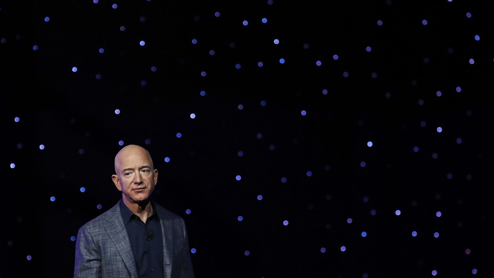 Jeff Bezos onstage at Blue Origin's event