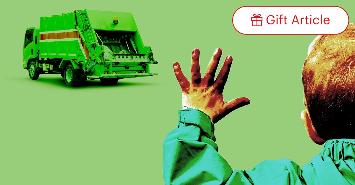 Garbage truck toy with mechanical top arm