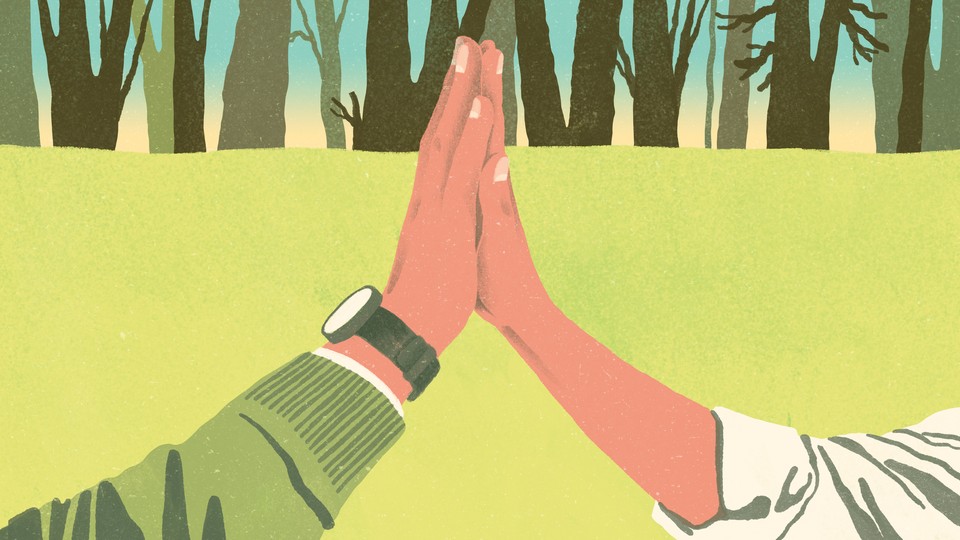 A close up illustration of a high five