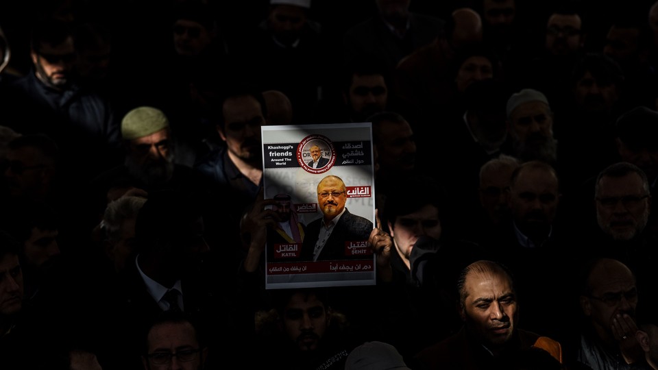 A banner of Jamal Khashoggi.