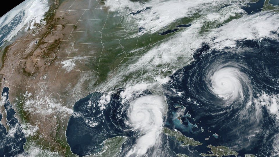 The view from space of Hurricanes Idalia and Franklin