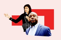 Illustration showing Tim Scott and Nikki Haley