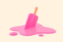 image of a pink ice-cream pop, overturned and melting