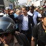Juan Guaidó greets supporters in Caracas amidst an attempted military uprising on April 30.
