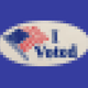 A blurry "I Voted" sticker