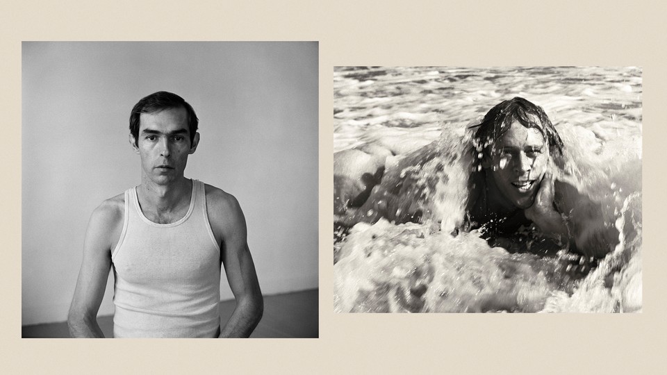 Black and white photos of Peter Hujar and Paul Thek on a cream background