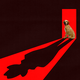 An illustration of a dog in a doorway casting a shadow