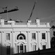 White House with construction site behind it