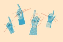 Illustration of raised fingers that are crossed out