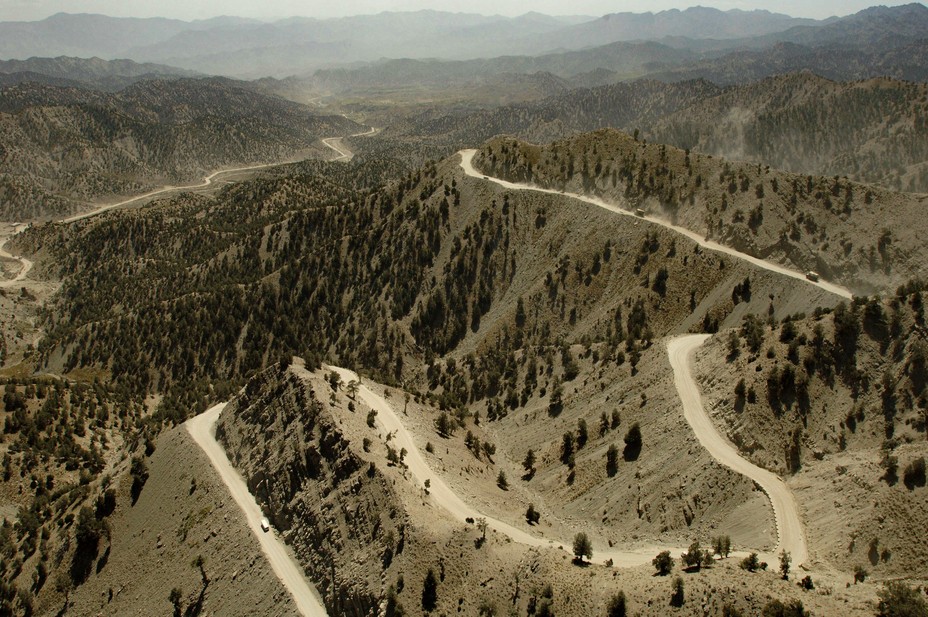 Picture of the Khost-Gardez Highway cutting through a high pass near Gardez, Paktia Province