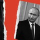 Paper cutouts of Trump and Putin torn apart from each other.
