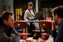 The comedian Nathan Fielder directing one of his subjects in his new show, 'The Rehearsal'