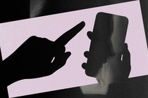 Illustration of a hand holding a phone