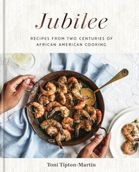 The cover of Jubilee, showing hands holding a skillet full of shrimp
