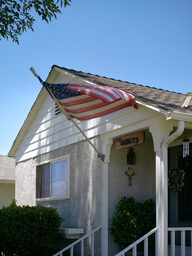 a house with american flag