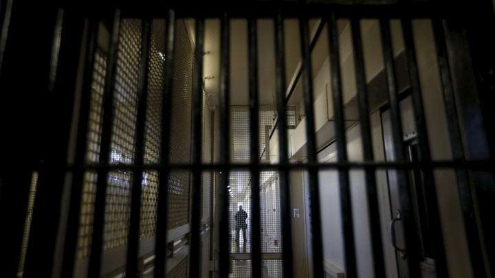 A shot from behind bars, looking into the Adjustment Center at San Quentin State Prison's death row