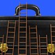 Broken ladders leaning on a leather briefcase
