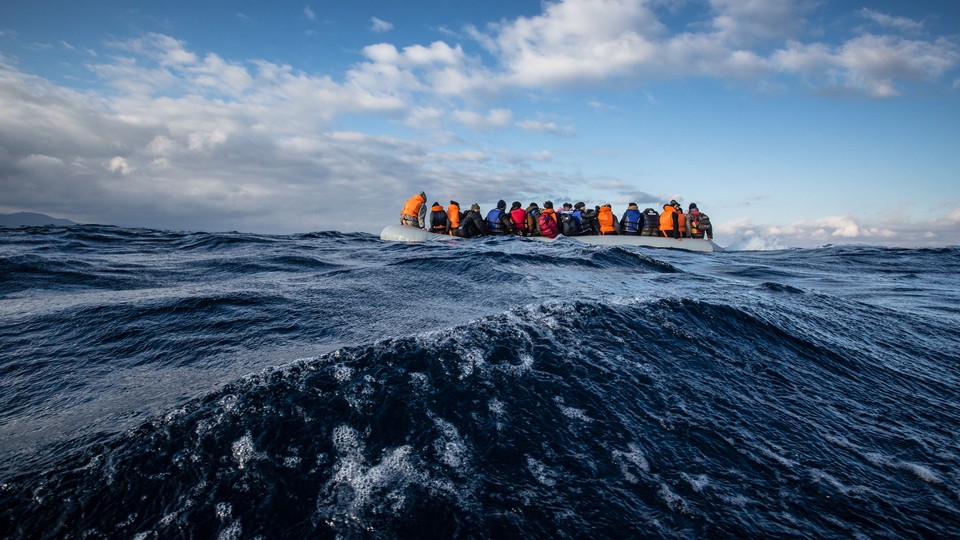 A MSF and Greenpeace rescue team responded to a sinking rigid inflatable boat carrying Afghan refugees crossing from Turkey to the north shore of Lesvos, Greece.
