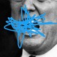Donald Trump with blue squiggles covering his mouth.