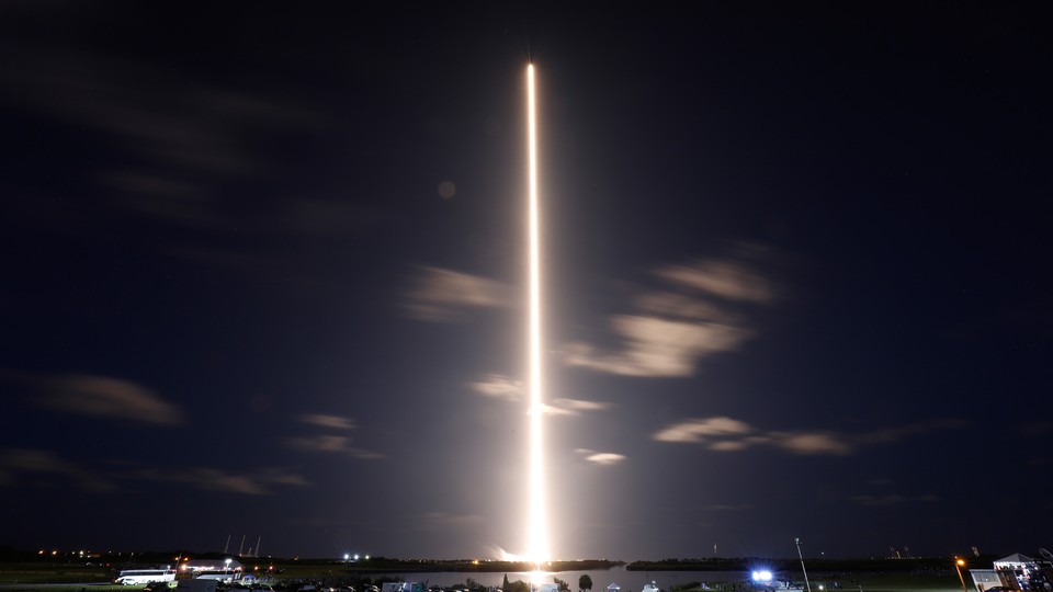 SpaceX's Inspiration4 mission launches over Cape Canaveral, Florida.