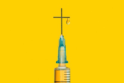 A syringe in the shape of a cross