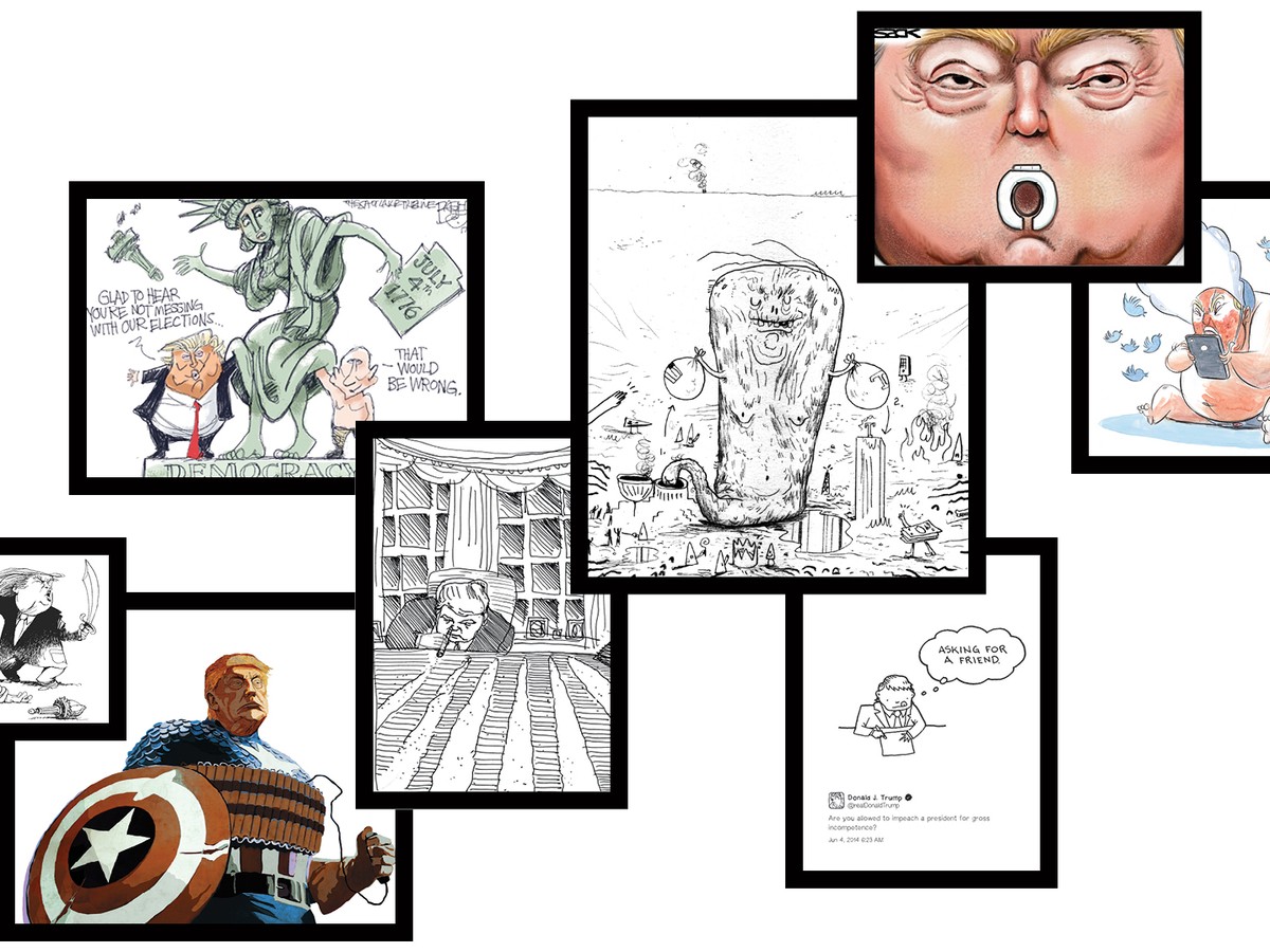 How Do You Draw Donald Trump In A Cartoon The Atlantic It is like we do not see bones and muscles on every person but they are there. draw donald trump in a cartoon