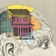An illustration of a diagram of the human brain, with an image of a house occupying several regions of the diagram
