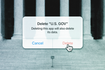 Illustration of a "Delete 'U.S. GOV'" button above a photo