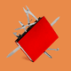 Illustration of a red book with multiple sharp tools sticking out of it, resembling a Swiss Army knife