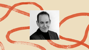 A black-and-white photo of Timothy Naftali, surrounded by an illustrated border