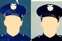 An illustration showing the outlines of two police officers