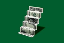 An illustration of a dollar bill creased to look like a staircase